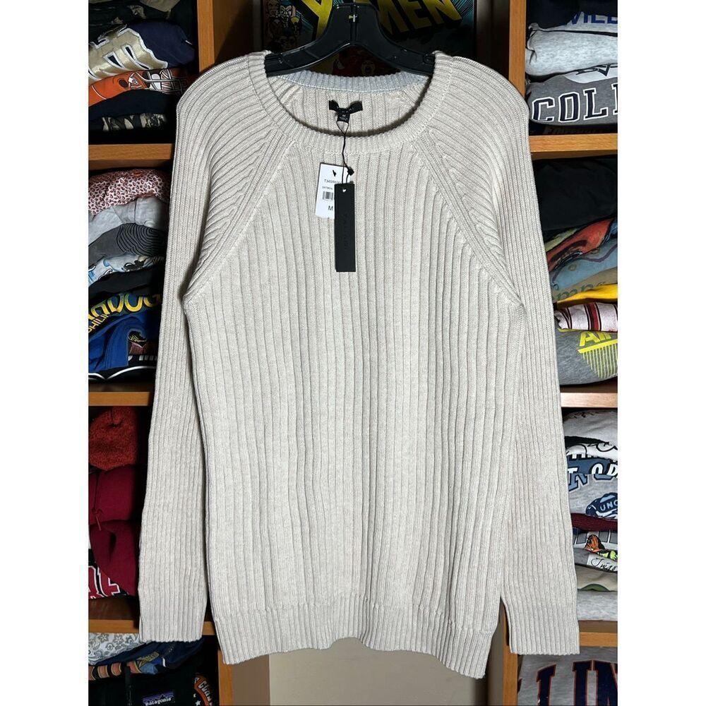 Tahari Men’s NWT Oatmeal Knit Long Sleeve Sweater